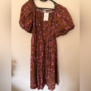 Floral Brown and Pink Dress
